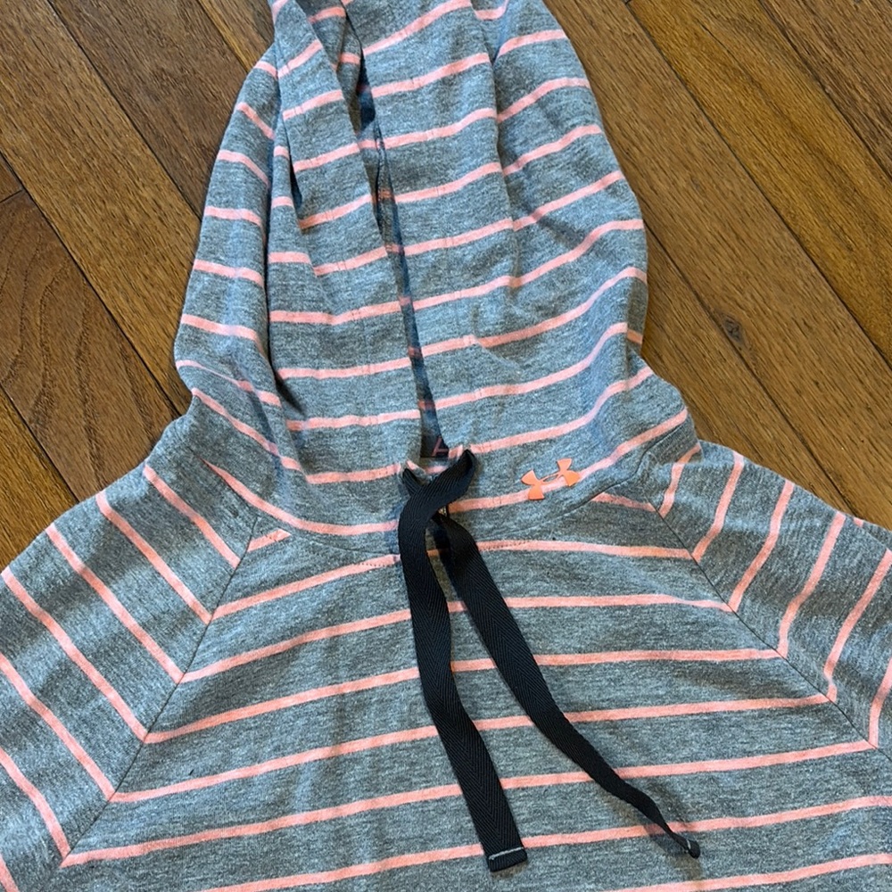 Under Armour Gray and Peach Striped Hoodie